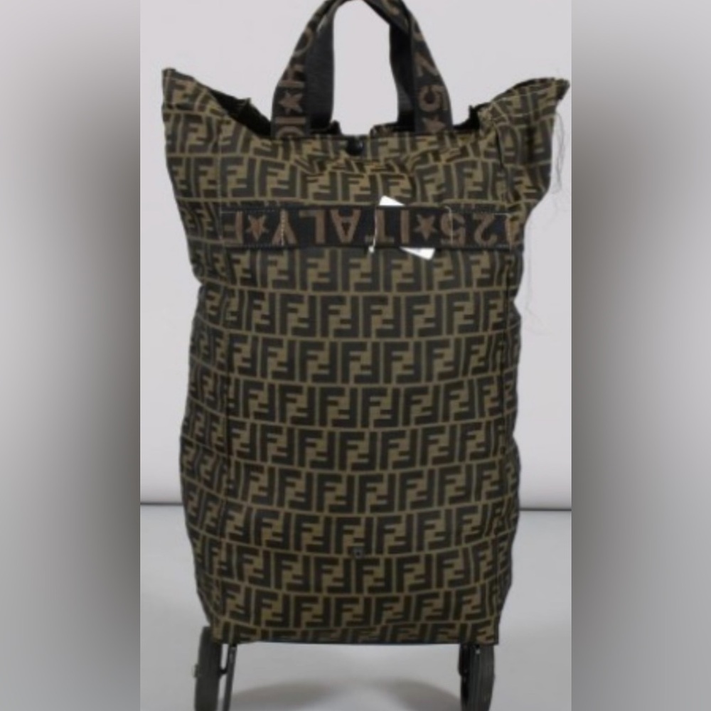 💯Authentic Vintage Fendi Zucca Jacquard Rolling Trolley Bag - Picture 2 of 10